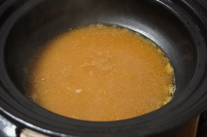 あん肝と味噌、日本酒のスープのレシピ。